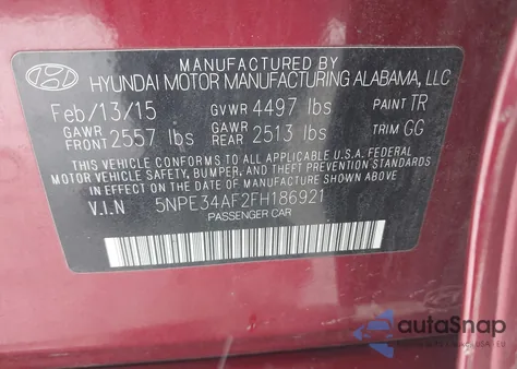 2015 Hyundai Sonata Sport from USA, damaged, VIN 5NPE34AF2FH186921